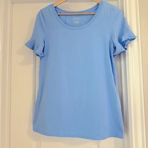 Lilly Pulitzer Solid Shirt with Ruffle Sleeve- EUC